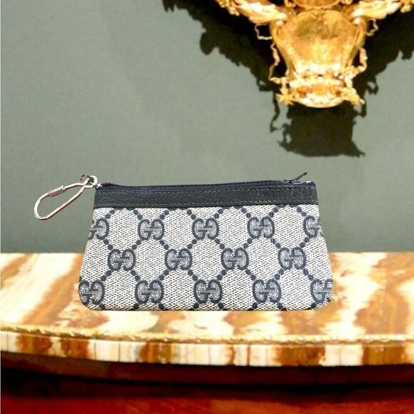 Vintage 1980’s Gucci key case logo print navy / cream - Picture 3 of 4